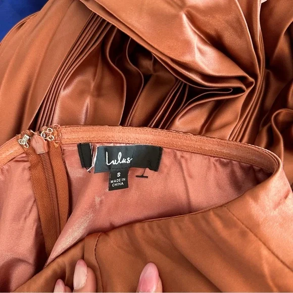 Lulu's Strapless Copper Pleated Dress - Picture 16 of 16